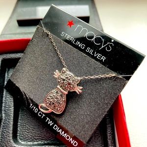 1/10 carat black diamond cat necklace on silver chain. New condition!
